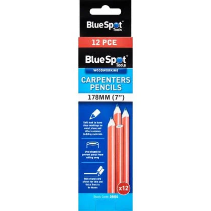 Blue Spot Tools stock code 28801 pack of twelve flat carpenter pencils