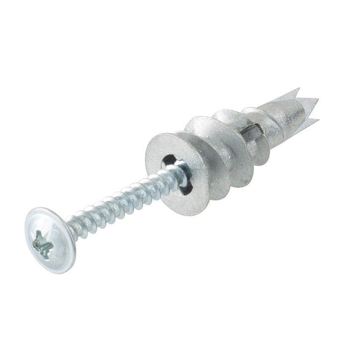 Metal self-drilling plasterboard fixing with screw for hollow-board applications
