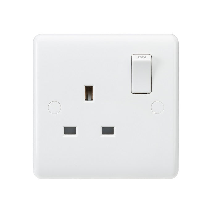 Knightsbridge 13A 1G DP Switched Socket Curved Edge White