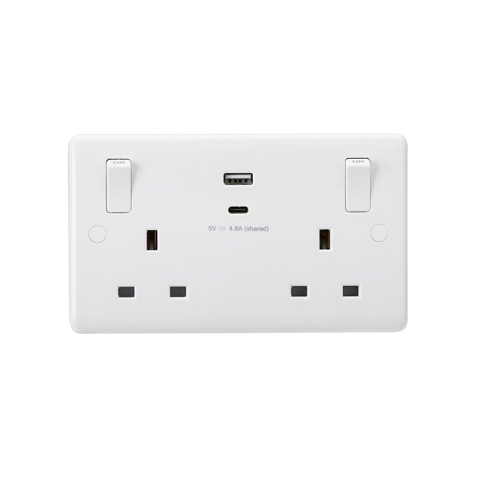 Knightsbridge 13A 2G Switched Socket with Dual USB-A and USB-C