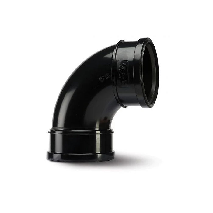 Aquaflow 110mm Double Socket 92.5° Pushfit Bend Black