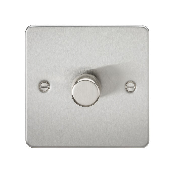 Knightsbridge 1G Intelligent LED Dimmer Flat Plate Brushed Chrome