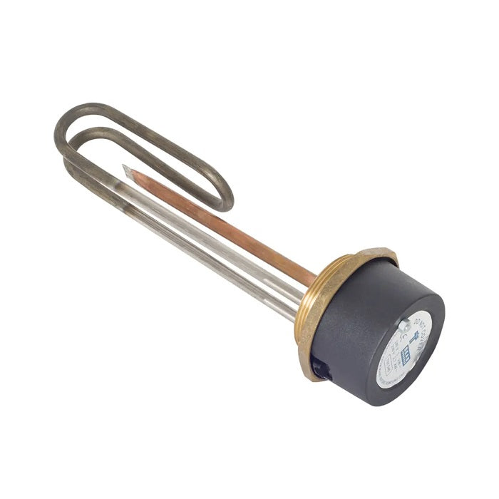 Tesla immersion heater with thermostat installed in unvented hot water cylinder