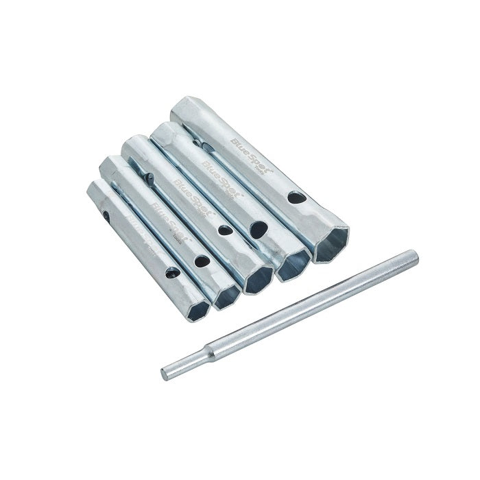 Blue Spot six-piece tubular spanner set covering 8mm to 17mm fasteners