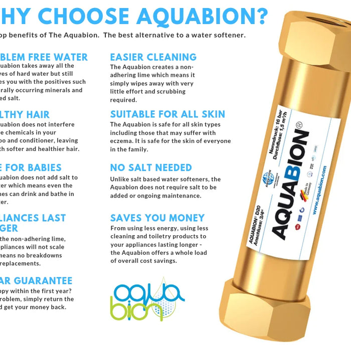 Aquabion salt-free limescale prevention system for hard water treatment