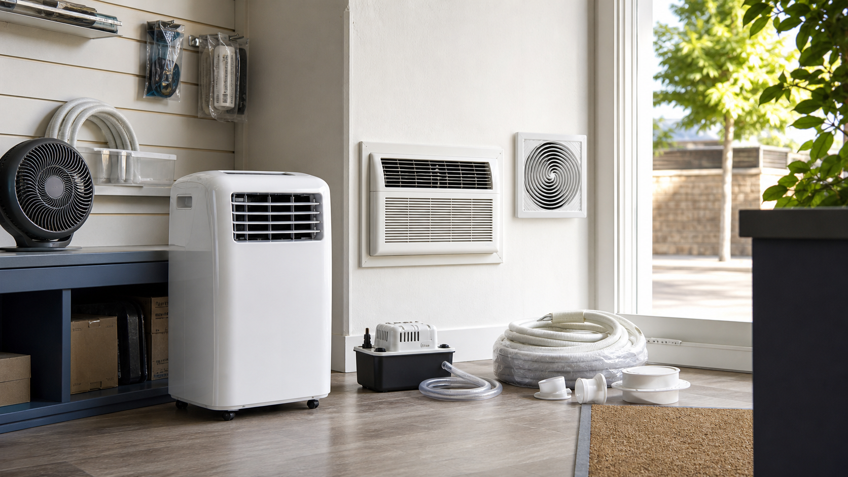 Portable air conditioner, fan and ventilation parts for UK summer cooling