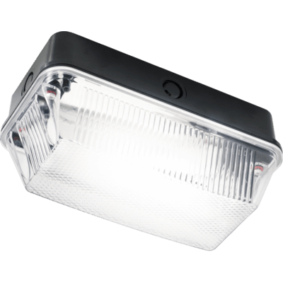 Knightsbridge 230V IP65 100W max ES E27 Bulkhead with Clear Prismatic Diffuser and Aluminium