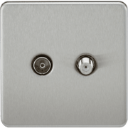 Knightsbridge TV & SAT TV Outlet Isolated - Brushed Chrome