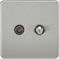 Knightsbridge TV & SAT TV Outlet Isolated - Brushed Chrome