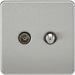 Knightsbridge TV & SAT TV Outlet Isolated - Brushed Chrome