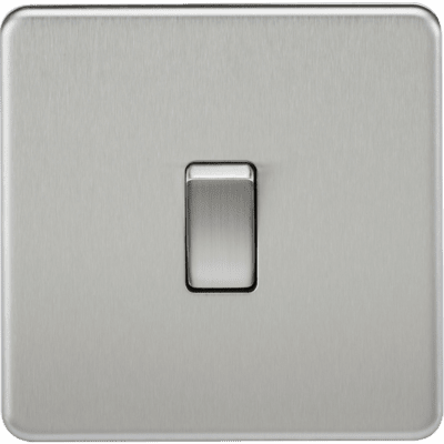 Knightsbridge 13A 1G DP Switched Socket - Brushed Chrome with Black Insert
