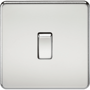 Knightsbridge 13A 1G DP Switched Socket - Polished Chrome with White Insert