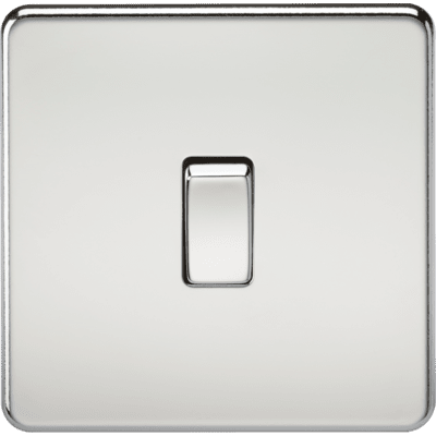 Knightsbridge 13A 2G DP Switched Socket with Twin Earths - Polished Chrome with White Insert