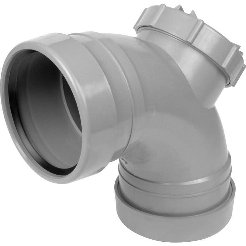 110mm 92.5° Double Socket Access Bend Grey - Soil Pipe