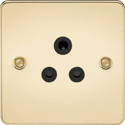 Knightsbridge 13A 2G DP Switched Socket with Twin Earths - Polished Brass with Black Insert