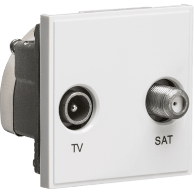 Knightsbridge TV & SAT TV Outlet Isolated - Brushed Chrome