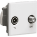 Knightsbridge TV & SAT TV Outlet Isolated - Brushed Chrome