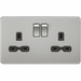 Knightsbridge 13A 1G DP Switched Socket - Brushed Chrome with Black Insert
