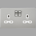Knightsbridge 13A 2G DP Switched Socket with Twin Earths - Brushed Chrome with White Insert