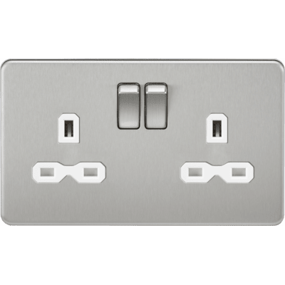 Knightsbridge 13A 2G SP Switched Socket with Dual USB A+C 5V DC 4.0A shared - Polished Chrome with White Insert