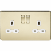 Knightsbridge 13A 2G SP Switched Socket with Dual USB A+C 5V DC 4.0A shared - Polished Brass with White Insert