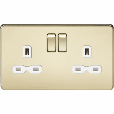 Knightsbridge 13A 2G SP Switched Socket with Dual USB A+C 5V DC 4.0A shared - Polished Brass with White Insert