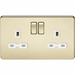 Knightsbridge 13A 2G SP Switched Socket with Dual USB A+C 5V DC 4.0A shared - Polished Brass with White Insert