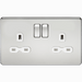 Knightsbridge 13A 2G DP Switched Socket with Twin Earths - Polished Chrome with White Insert