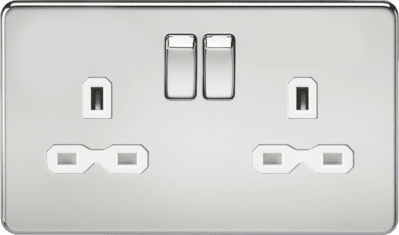 Knightsbridge 13A 1G DP Switched Socket - Polished Chrome with White Insert
