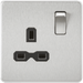 Knightsbridge 13A 2G DP Switched Socket with Twin Earths - Brushed Chrome with Black Insert