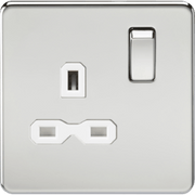 Knightsbridge 13A 1G DP Switched Socket - Polished Chrome with White Insert