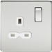 Knightsbridge 13A 1G DP Switched Socket - Polished Chrome with White Insert