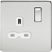 Knightsbridge 13A 2G DP Switched Socket with Twin Earths - Polished Chrome with White Insert