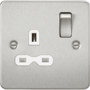 Knightsbridge 13A 1G DP Switched Socket - Brushed Chrome with White Insert