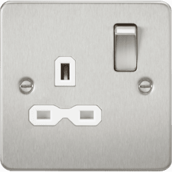Knightsbridge 13A 1G DP Switched Socket - Brushed Chrome with White Insert