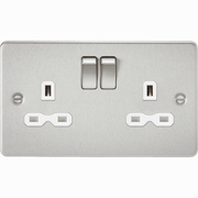 Knightsbridge 13A 1G DP Switched Socket - Brushed Chrome with White Insert