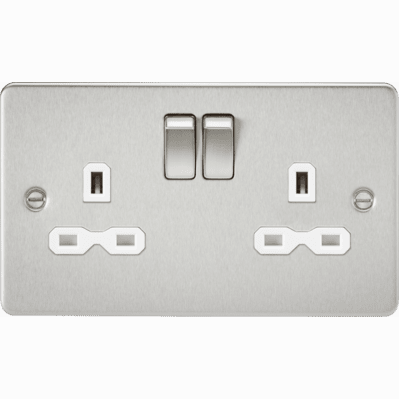 Knightsbridge 13A 1G DP Switched Socket - Brushed Chrome with White Insert