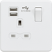 Knightsbridge 13A 1G SP Switched Socket with Dual USB A+A 5V DC 2.4A shared - Matt White with White Insert