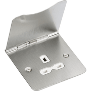 Knightsbridge 13A 2G Unswitched Floor Socket - Brushed Chrome with White Insert