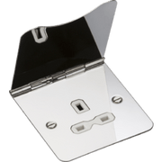 Knightsbridge 13A 1G Unswitched Floor Socket - Brushed Chrome with White Insert