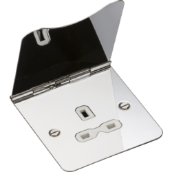 Knightsbridge 13A 1G Unswitched Floor Socket - Brushed Chrome with White Insert