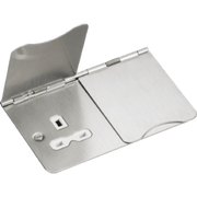 Knightsbridge 13A 2G Unswitched Floor Socket - Brushed Chrome with White Insert