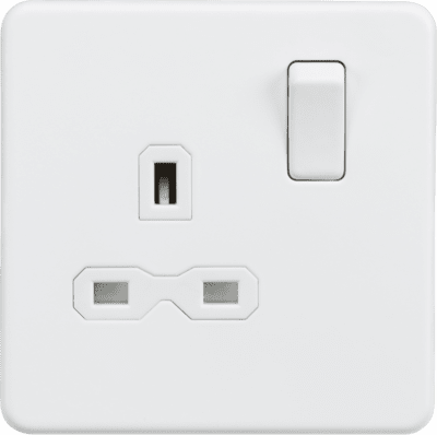Knightsbridge 13A 1G DP Switched Socket - Matt White with White Insert