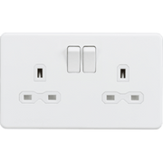 Knightsbridge 13A 2G DP Switched Socket with Twin Earths - Matt White with White Insert