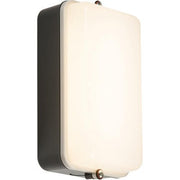 Knightsbridge 230V 60W Black Oval Bulkhead with Wire Guard and Glass Diffuser