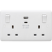 Knightsbridge 13A 2G SP Switched Socket with Dual USB A+C 5V DC 4.8A shared with Outboard Rockers