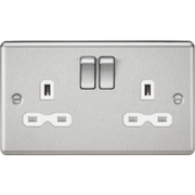 Knightsbridge 13A 1G DP Switched Socket, Dual USB White Insert - Rounded Edge Brushed Chrome