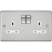 Knightsbridge 13A 1G DP Switched Socket, Dual USB White Insert - Rounded Edge Brushed Chrome