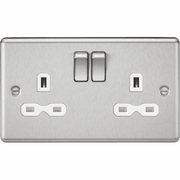 Knightsbridge 5A Unswitched Socket - Brushed Chrome with White Insert