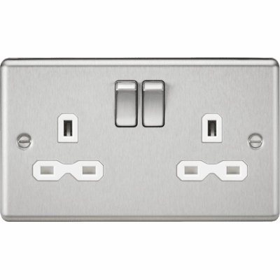 Knightsbridge 5A Unswitched Socket - Brushed Chrome with White Insert